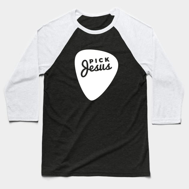Funny Christian Guitar Pick Jesus Baseball T-Shirt by RedYolk
